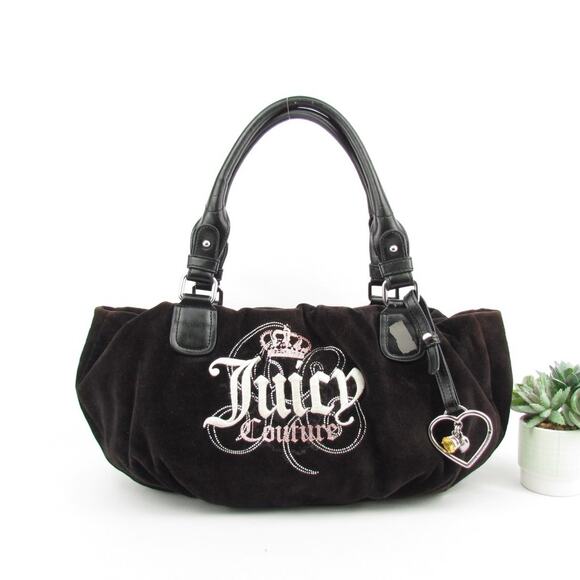 Juicy Couture Y2K Velour Heart Charm Bag - Picture 1 of 8